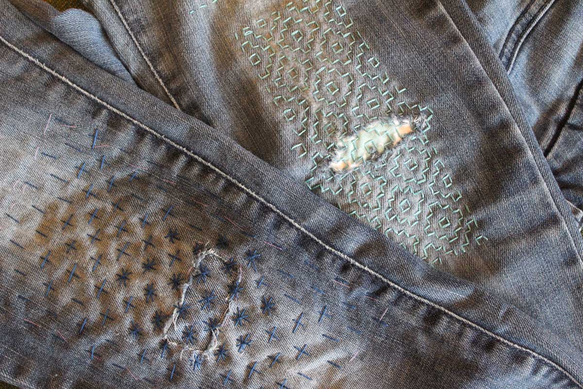 reparere-jeans-broderi-sashiko-mending Jeans reparert med sashiko-broderi