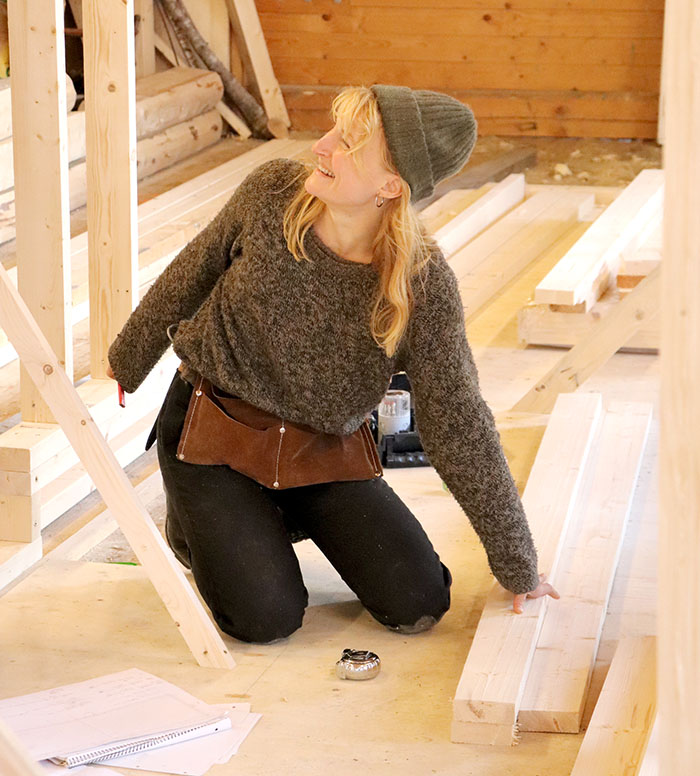 Indoor pre-construction of a tiny house